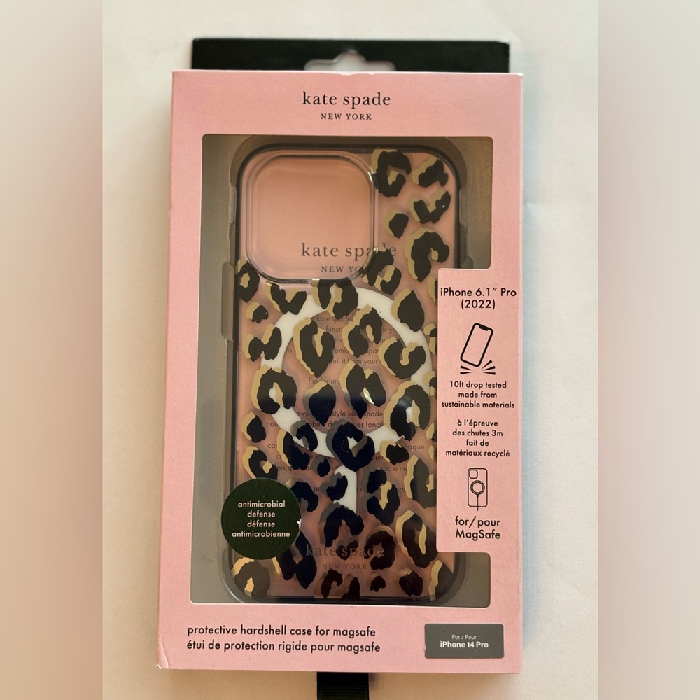 kate spade Leopard Print MagSafe iPhone 14 Pro Case - Pink, Black, Gold